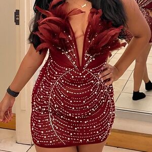 GORGEOUS MAROON MINI DRESS